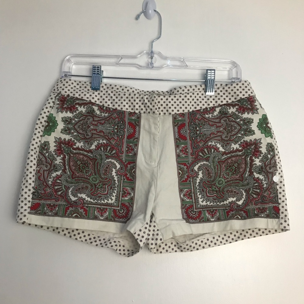 Maison Scotch Acapulco Womens Shorts Tan Paisley Print Size 2